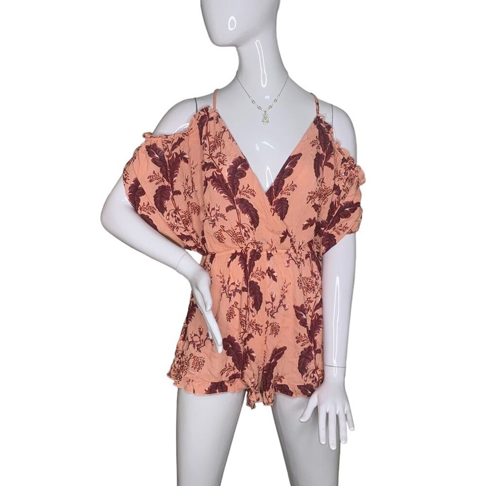 Topshop NWT Romper Floral Print Cold Shoulder Adjustable Straps Size S